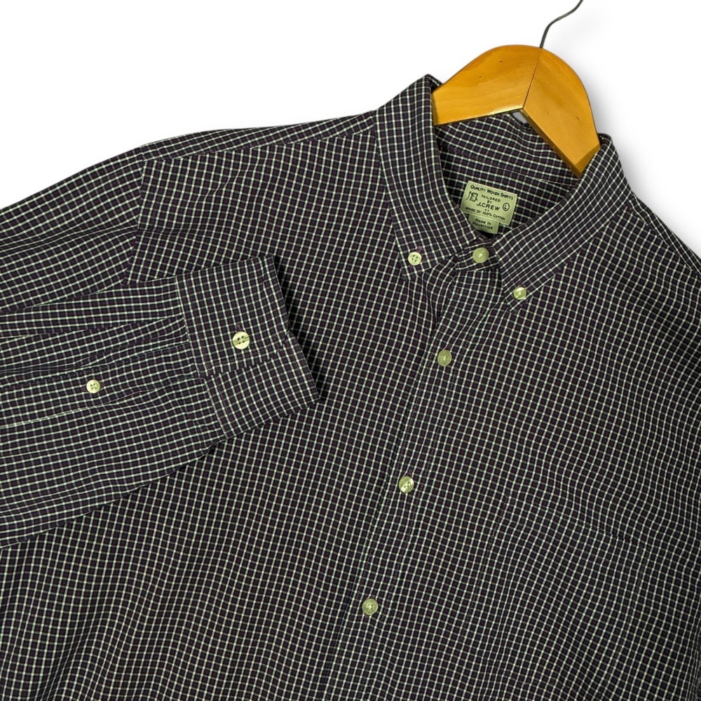 J. Crew Classic Fit Plaid Button Down Shirt Long Sleeve Cotton Men's L